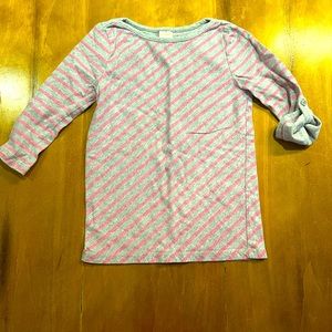 Girls Gymboree pink & gray striped 3/4 sleeve tee
